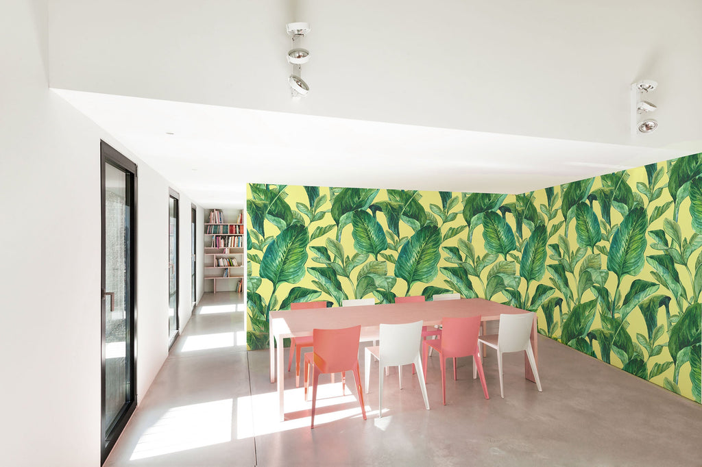 Banana Leaves Yellow Wallpaper - WYNIL by NumerArt Wallpaper and Art