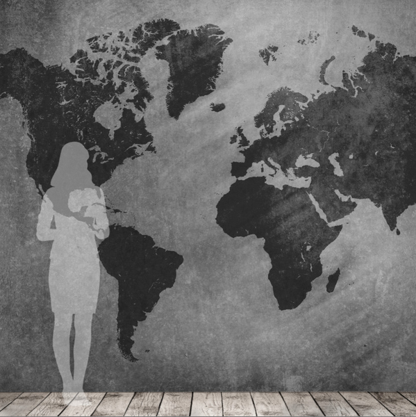 Art World Map Mural Grey - WYNIL by NumerArt Wallpaper and Art