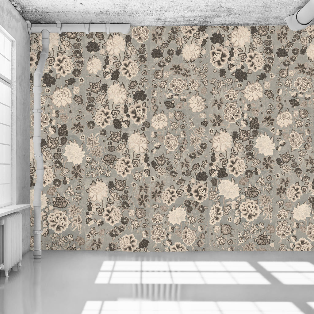 Frida Flowers Grey Wallpaper - WYNIL by NumerArt Wallpaper and Art