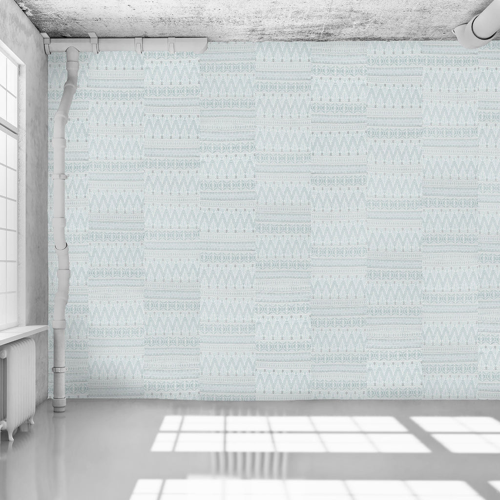 Green Grey Aztec Embroidery Wallpaper - WYNIL by NumerArt Wallpaper and Art