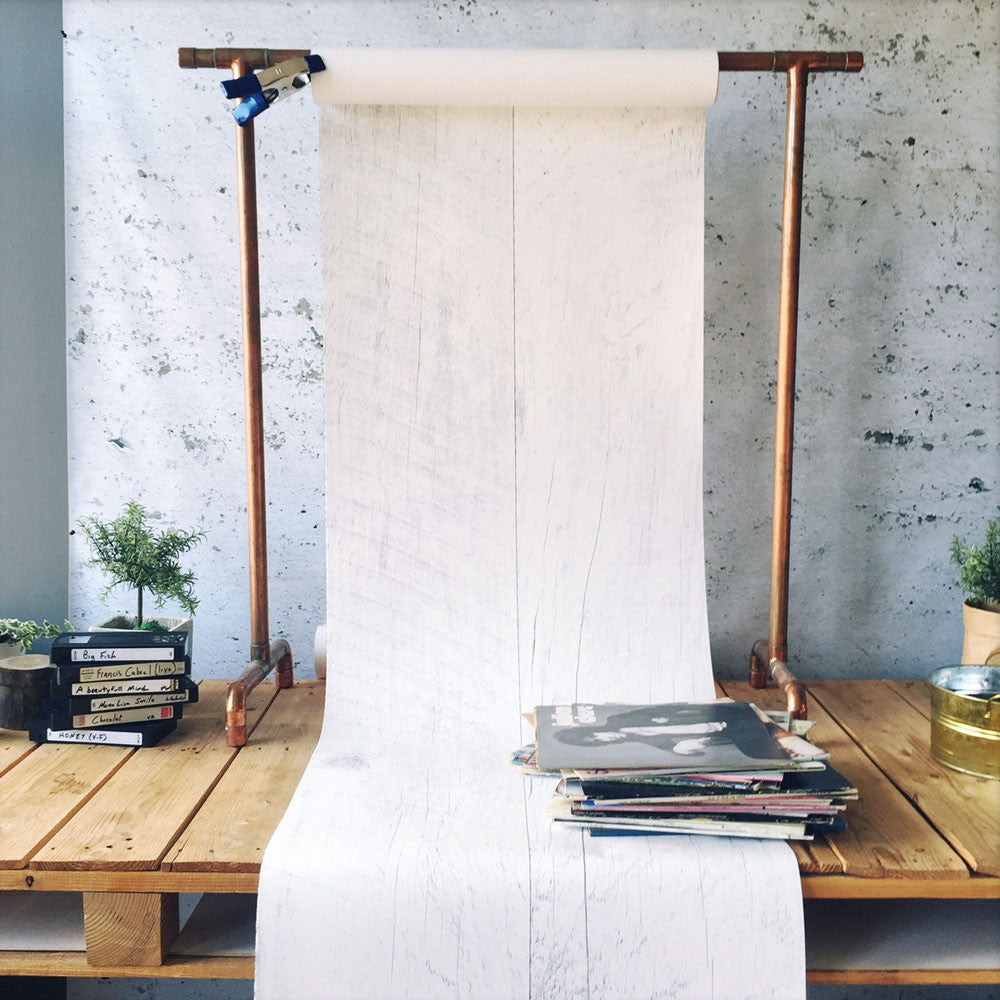 Barn Wood White Wallpaper - WYNIL by NumerArt Wallpaper and Art