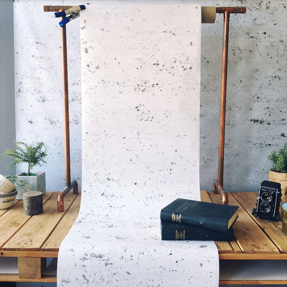 Concrete Painted White Wallpaper - WYNIL by NumerArt Wallpaper and Art