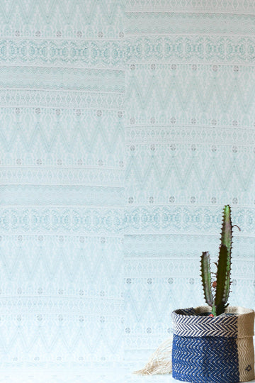 Green Grey Aztec Embroidery Wallpaper - WYNIL by NumerArt Wallpaper and Art