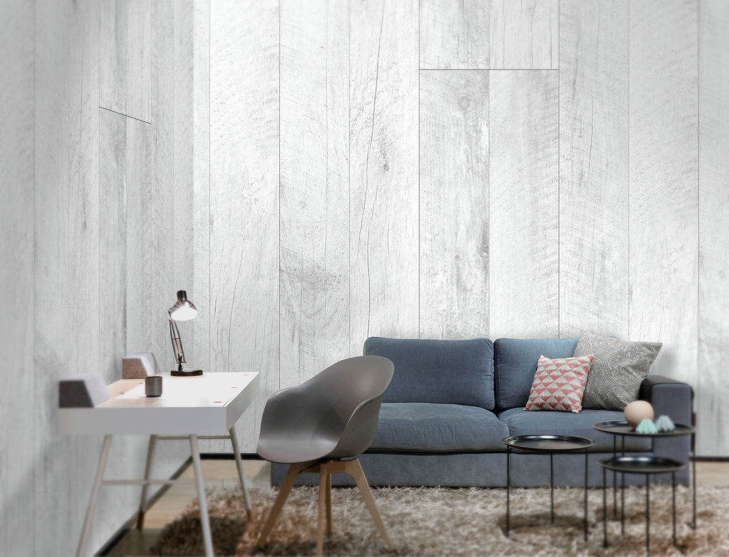Barn Wood White Wallpaper - WYNIL by NumerArt Wallpaper and Art