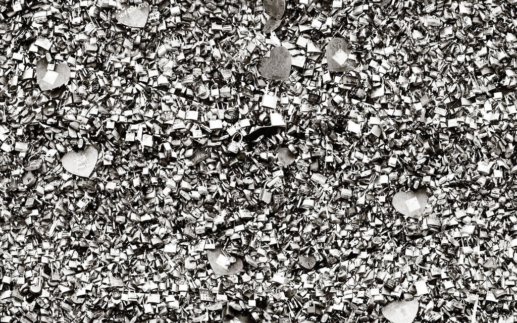 The Love Paris Padlocks Grey Mural - WYNIL by NumerArt Wallpaper and Art